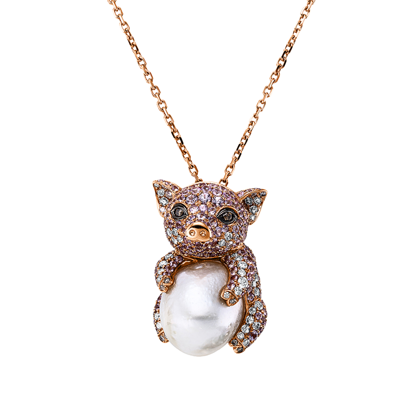 Collier mit Saphir mit Zuchtperle