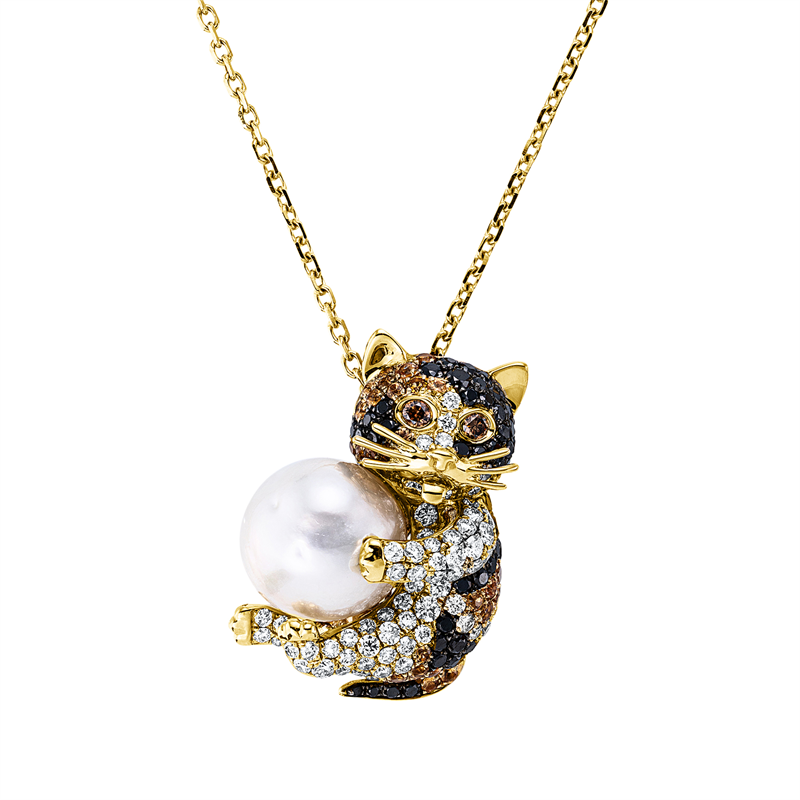 Collier mit Saphir mit Zuchtperle