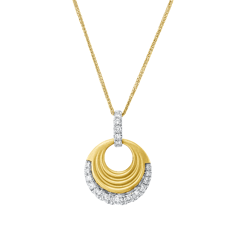 Collier    aus 585/-14 Karat Gelbgold / Weißgold mit 18 Diamanten 0