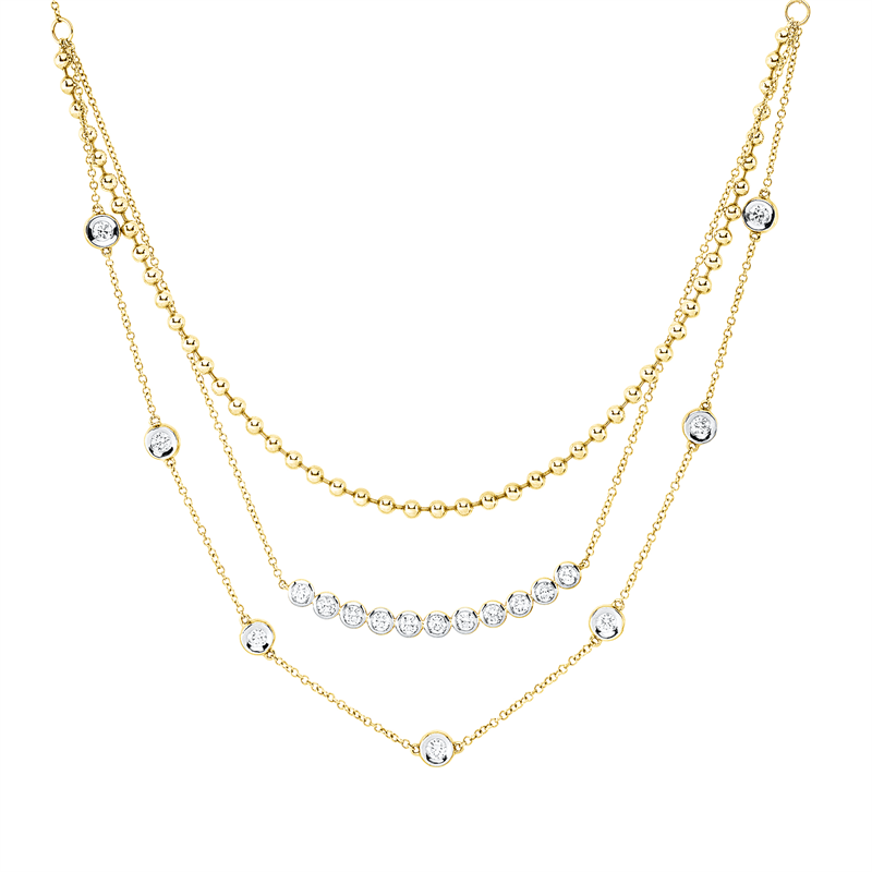 Collier    aus 585/-14 Karat Gelbgold / Weißgold mit 18 Diamanten 1
