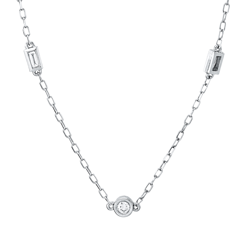 Collier    aus 585/-14 Karat Weißgold mit 13 Diamanten 0