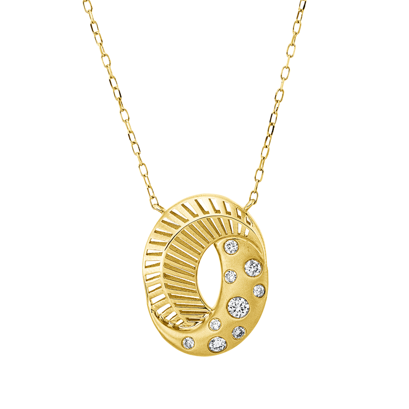 Collier    aus 585/-14 Karat Gelbgold mit 9 Diamanten 0