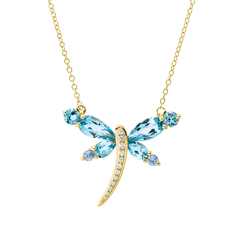 Collier mit Topas  aus 750/-18 Karat Gelbgold mit 12 Diamanten 0