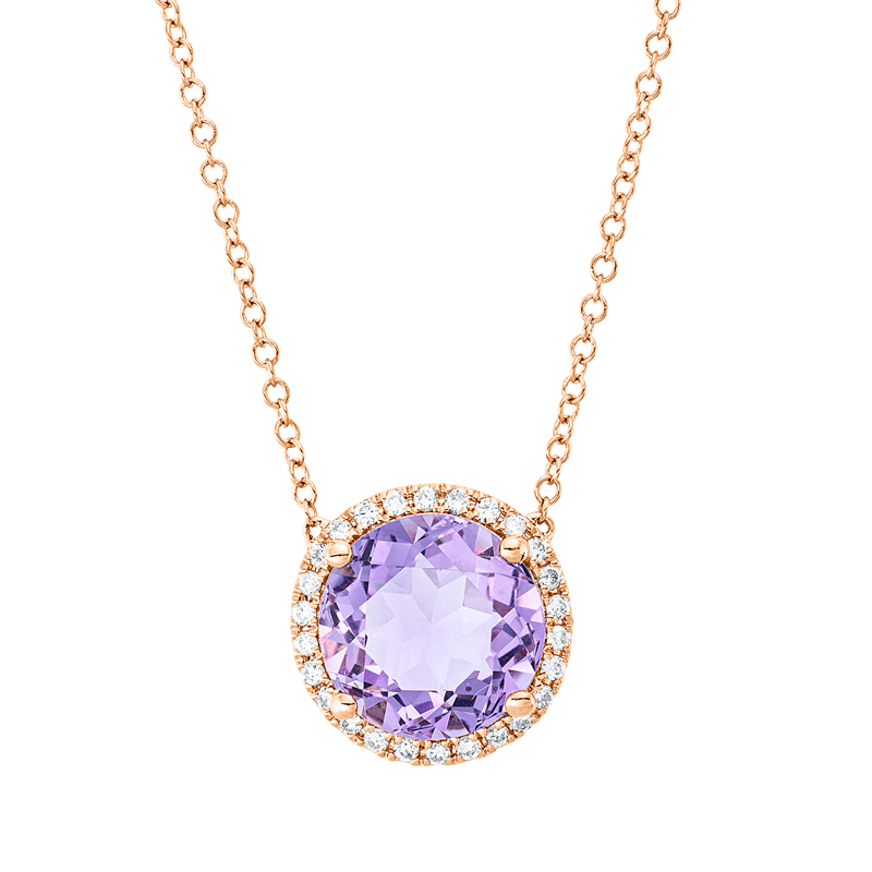 Collier mit Amethyst  aus 750/-18 Karat Rotgold mit 26 Diamanten 0
