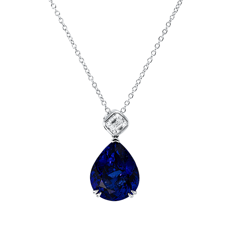 Collier mit Tansanit  aus 750/-18 Karat Weißgold mit 1 Diamant 1