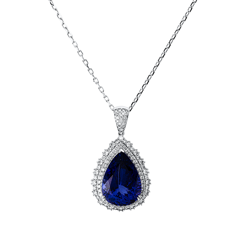 Collier mit Tansanit  aus 750/-18 Karat Weißgold mit 92 Diamanten 1