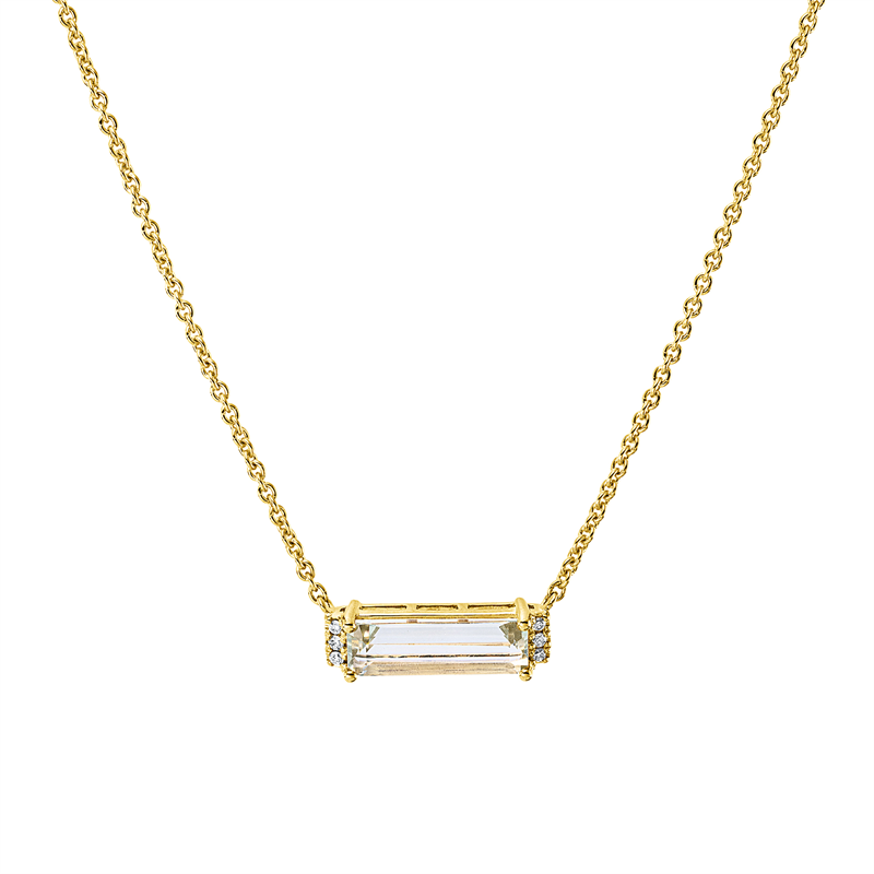 Collier mit Amethyst  aus 585/-14 Karat Gelbgold mit 6 Diamanten 0