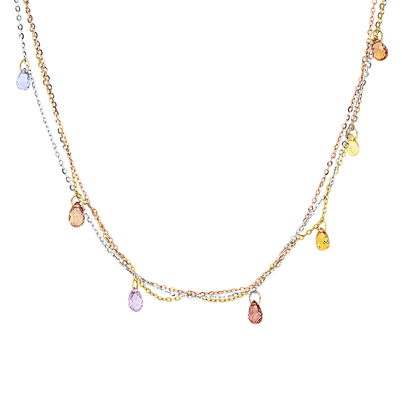 Collier mit Saphir  aus 750/-18 Karat Weißgold / Gelbgold / Rotgold  