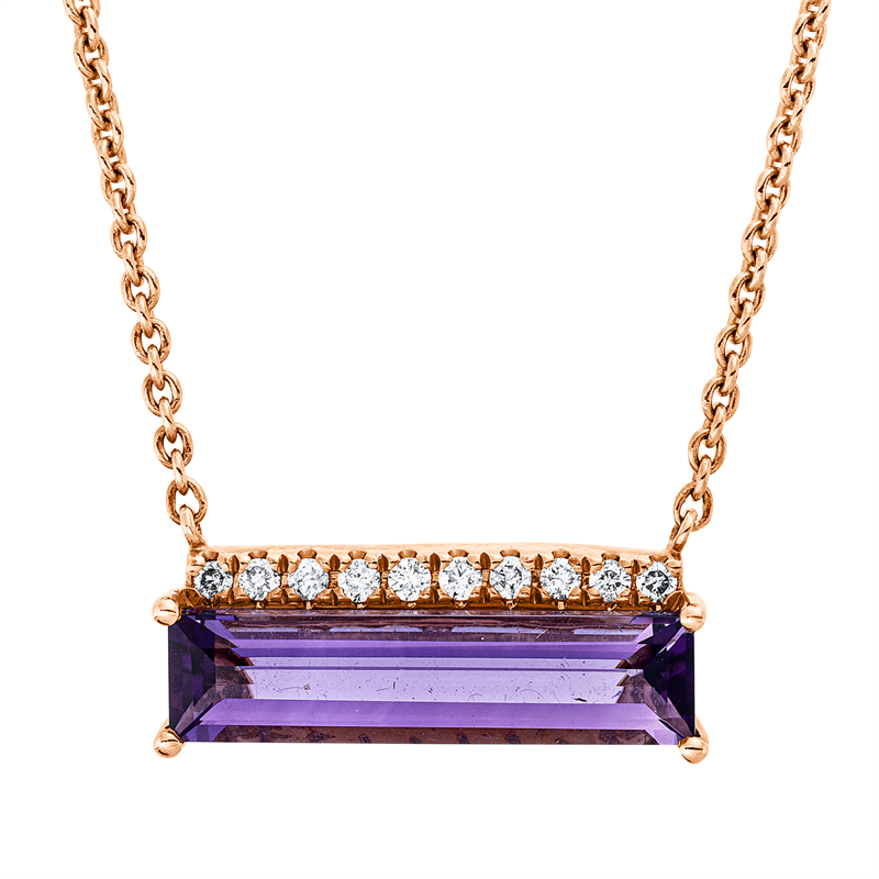 Collier mit Amethyst  aus 585/-14 Karat Rotgold mit 10 Diamanten 0