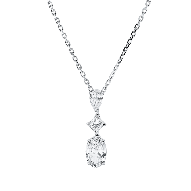 Collier    aus 750/-18 Karat Weißgold mit 3 Diamanten 1