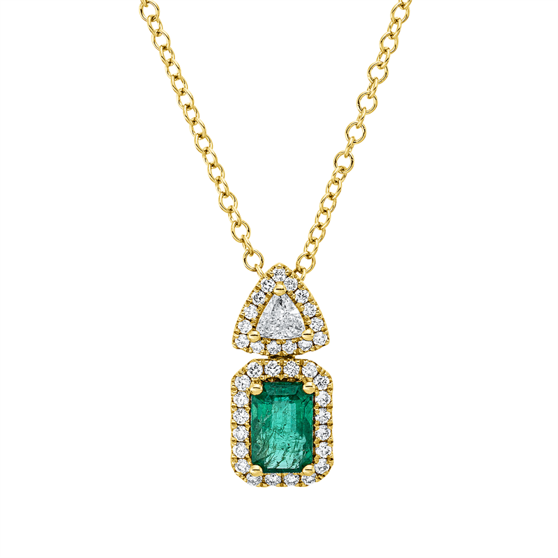 Collier mit Smaragd  aus 750/-18 Karat Gelbgold mit 36 Diamanten 0