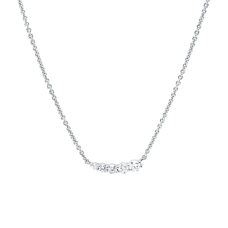 Collier    aus 585/-14 Karat Weißgold mit 5 Diamanten 0