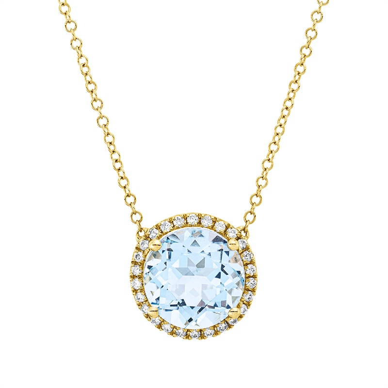 Collier mit Topas  aus 750/-18 Karat Gelbgold mit 26 Diamanten 0