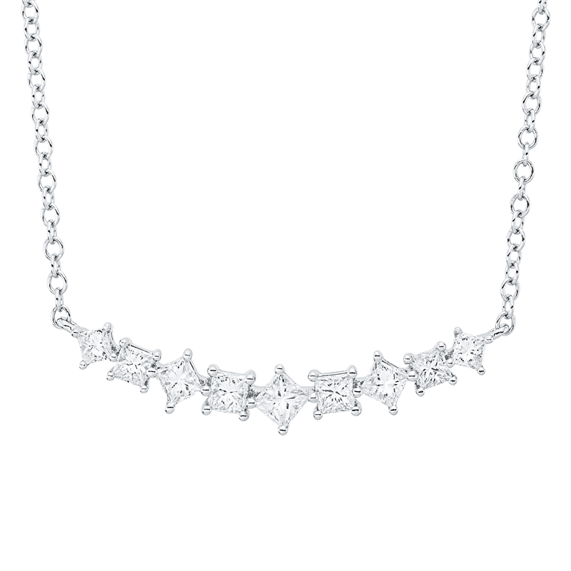 Collier    aus 585/-14 Karat Weißgold mit 9 Diamanten 0