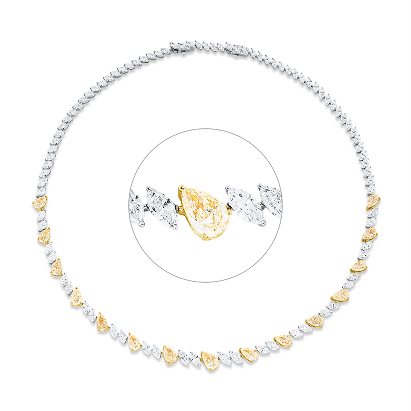 Collier    aus 750/-18 Karat Weißgold / Gelbgold mit 102 Diamanten 25