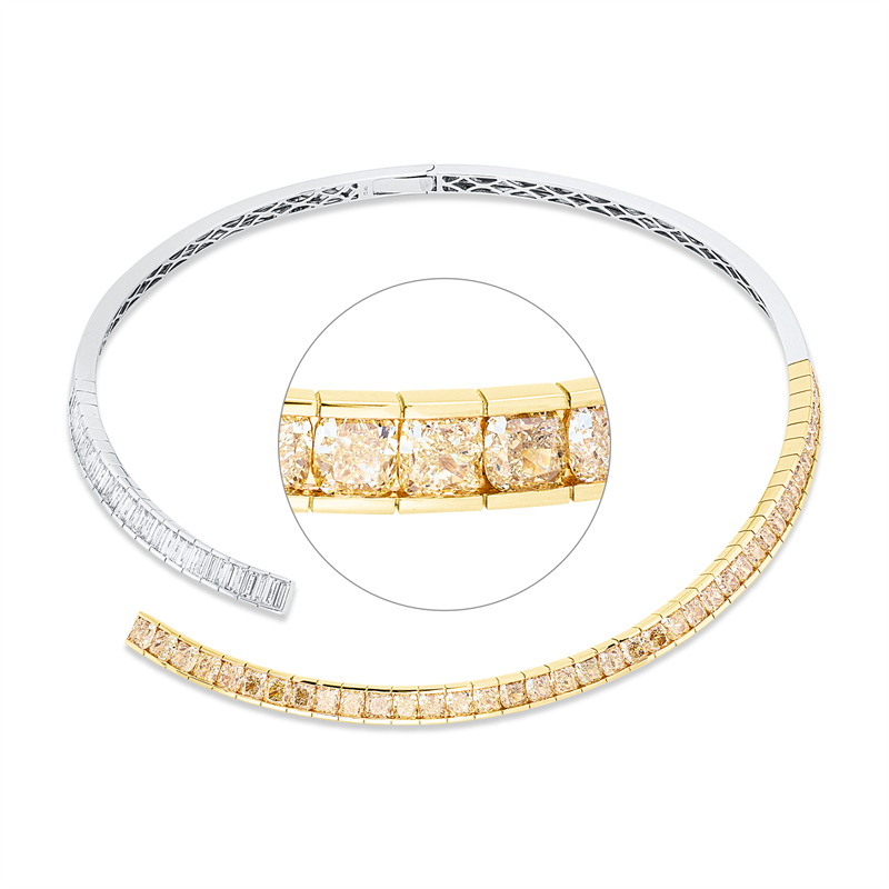 Collier    aus 750/-18 Karat Weißgold / Gelbgold mit 77 Diamanten 19
