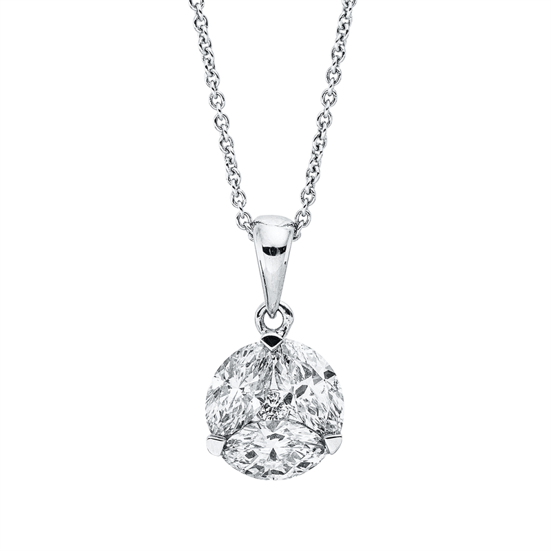 Collier    aus 750/-18 Karat Weißgold mit 4 Diamanten 0