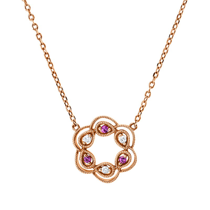 Collier mit Saphir  aus 750/-18 Karat Rotgold mit 3 Diamanten 0