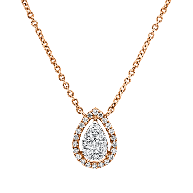 Collier    aus 750/-18 Karat Rotgold / Weißgold mit 32 Diamanten 0