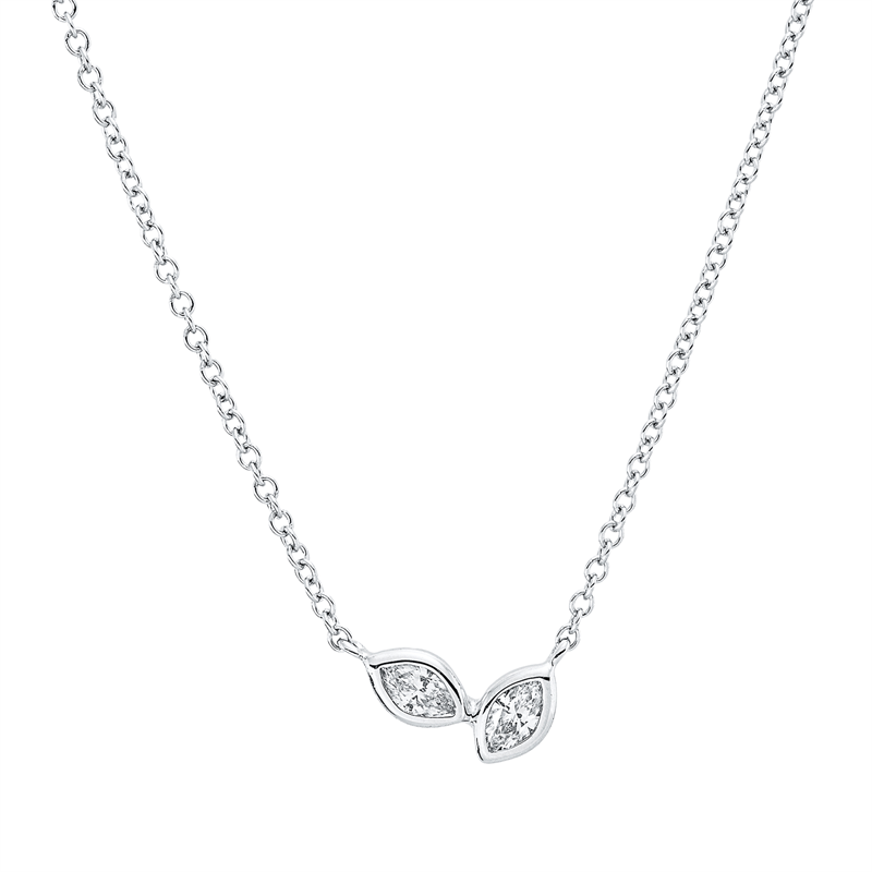 Collier    aus 750/-18 Karat Weißgold mit 2 Diamanten 0