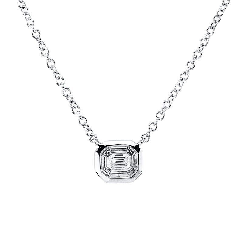 Collier    aus 750/-18 Karat Weißgold mit 9 Diamanten 0