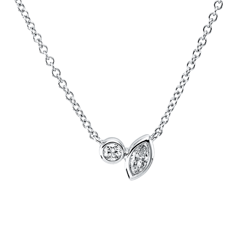 Collier    aus 750/-18 Karat Weißgold mit 2 Diamanten 0