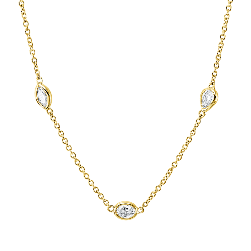 Collier    aus 585/-14 Karat Gelbgold mit 11 Diamanten 1