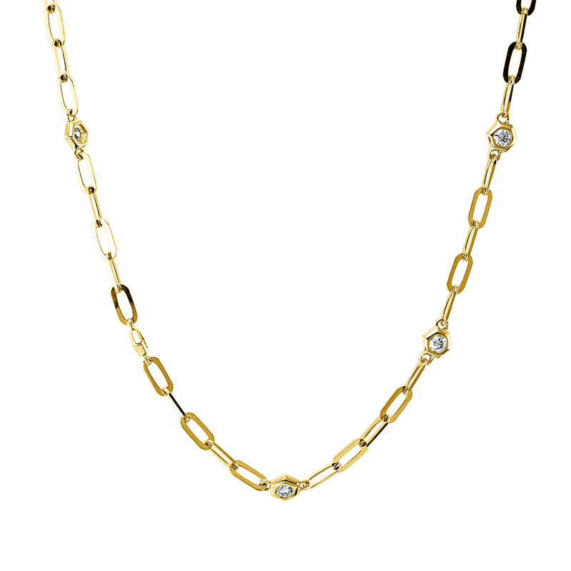 Collier    aus 585/-14 Karat Gelbgold mit 13 Diamanten 0
