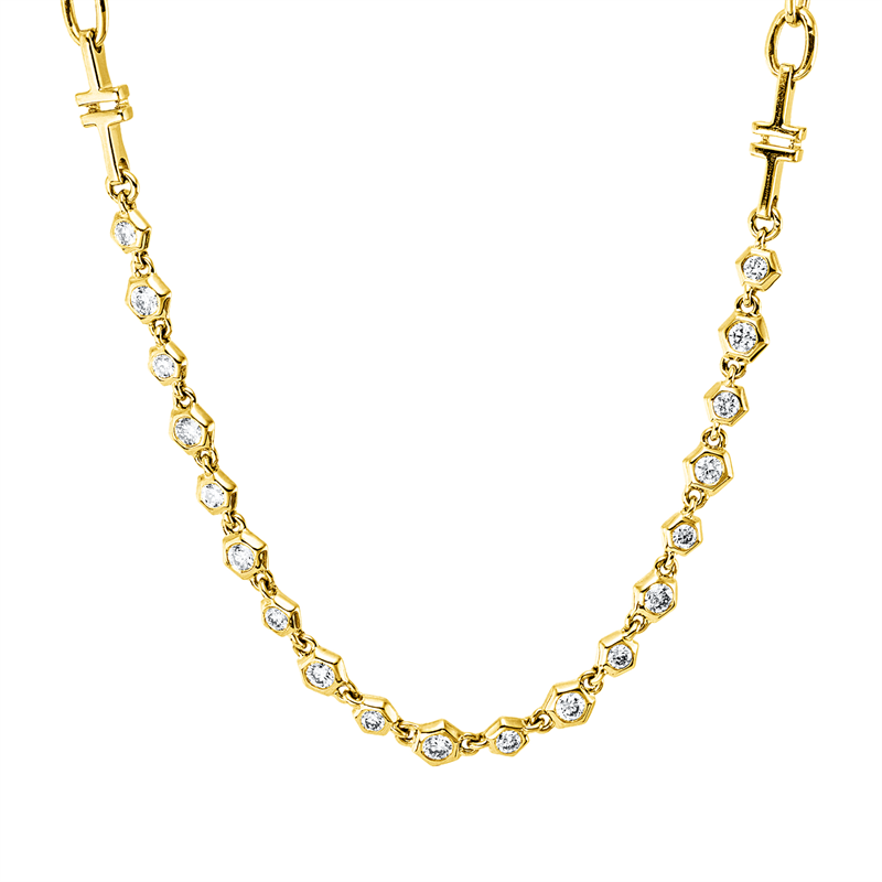 Collier    aus 585/-14 Karat Gelbgold mit 19 Diamanten 0