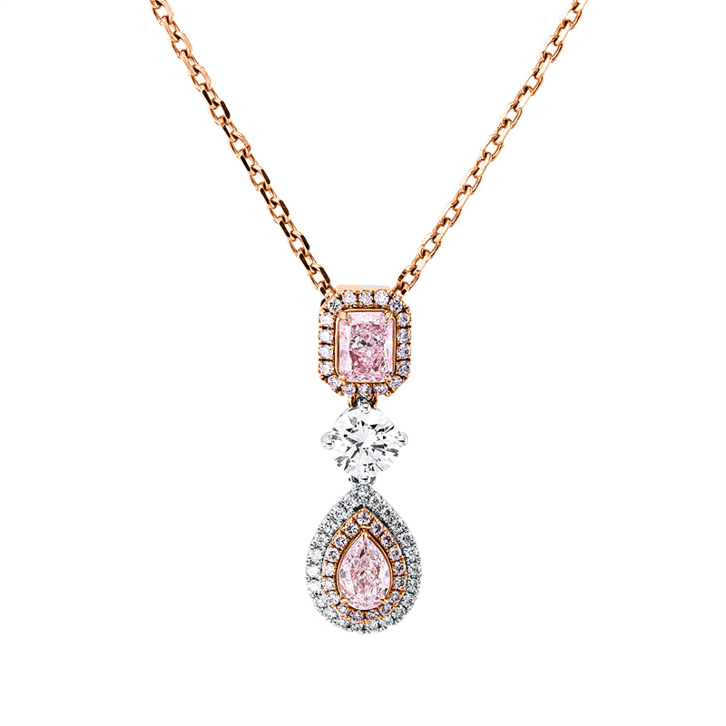 Collier    aus 750/-18 Karat Rotgold / Weißgold mit 61 Diamanten 1