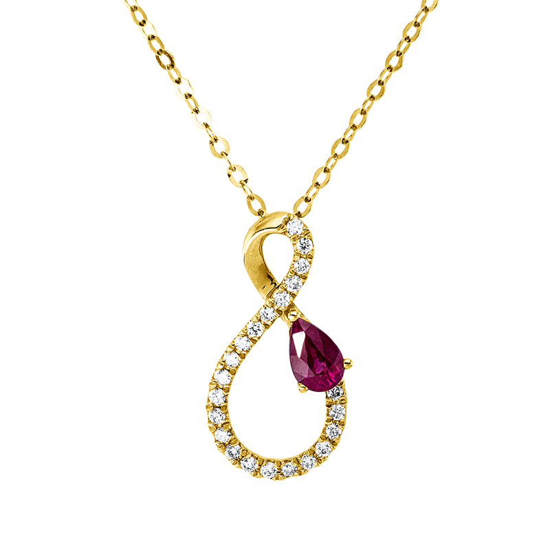 Collier mit Rubin  aus 750/-18 Karat Gelbgold mit 22 Diamanten 0