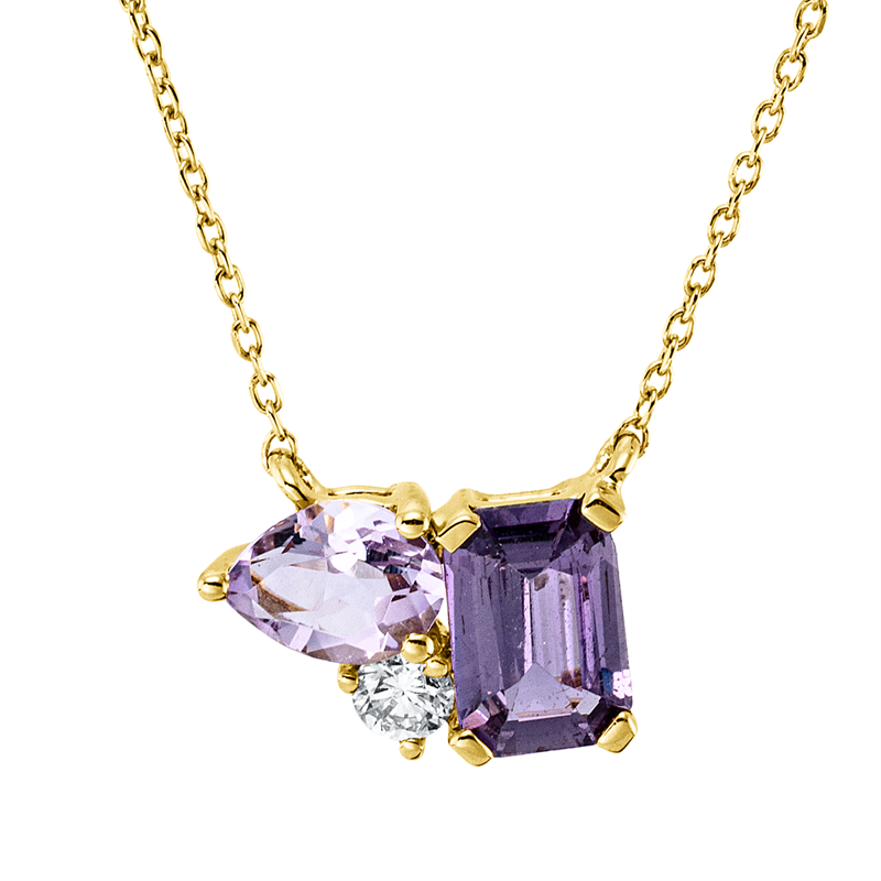 Collier mit Saphir  aus 750/-18 Karat Gelbgold mit 1 Diamant 0