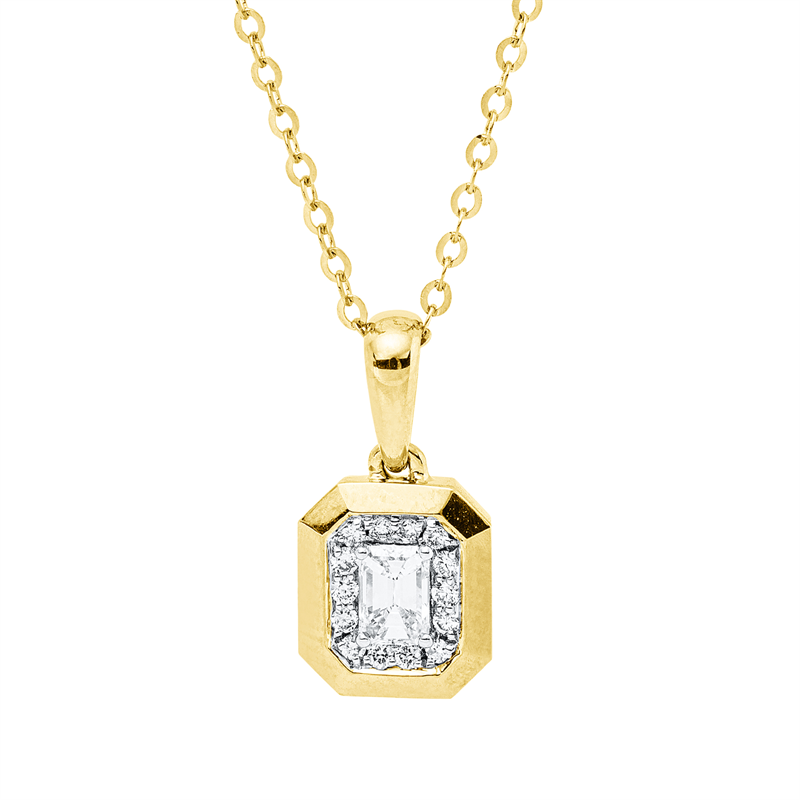 Collier    aus 750/-18 Karat Gelbgold / Weißgold mit 15 Diamanten 0