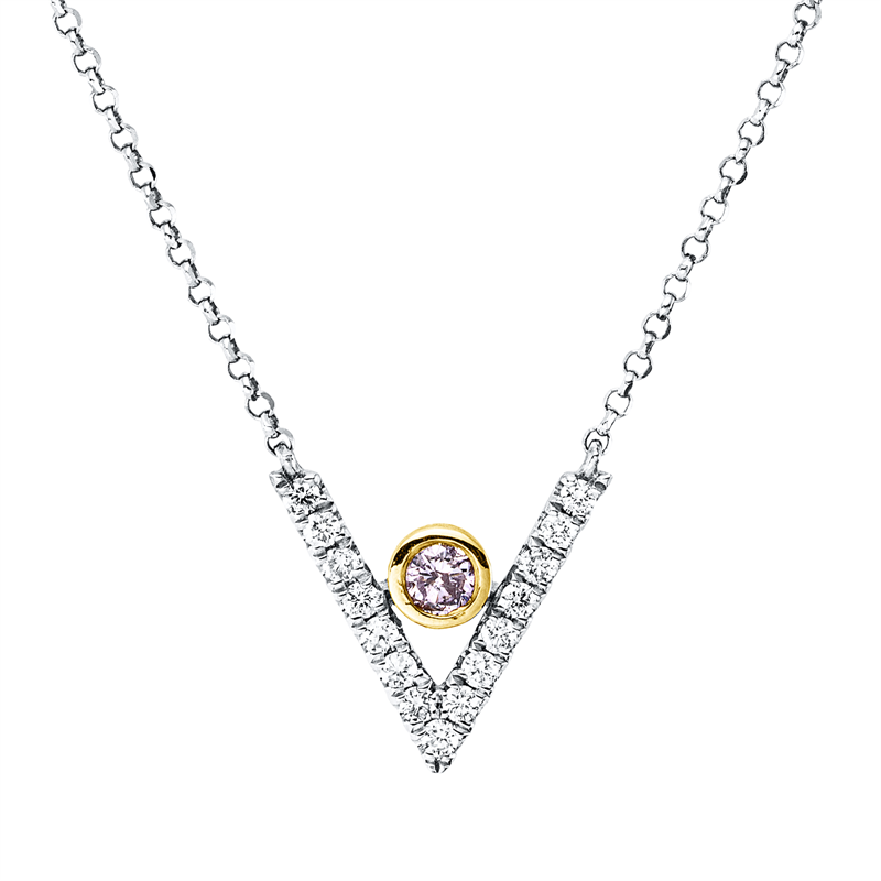 Collier    aus 750/-18 Karat Weißgold / Gelbgold mit 18 Diamanten 0