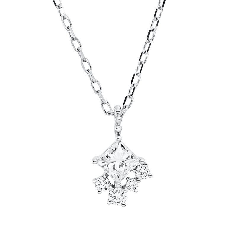 Collier    aus 750/-18 Karat Weißgold mit 5 Diamanten 0