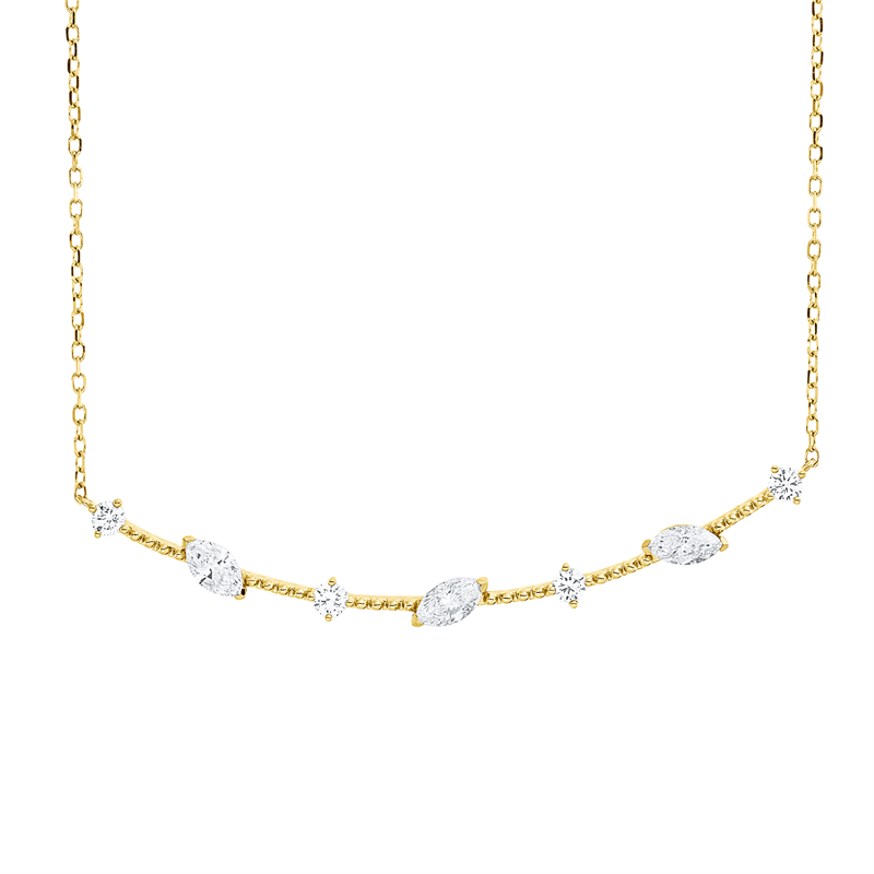 Collier    aus 750/-18 Karat Gelbgold mit 7 Diamanten 0