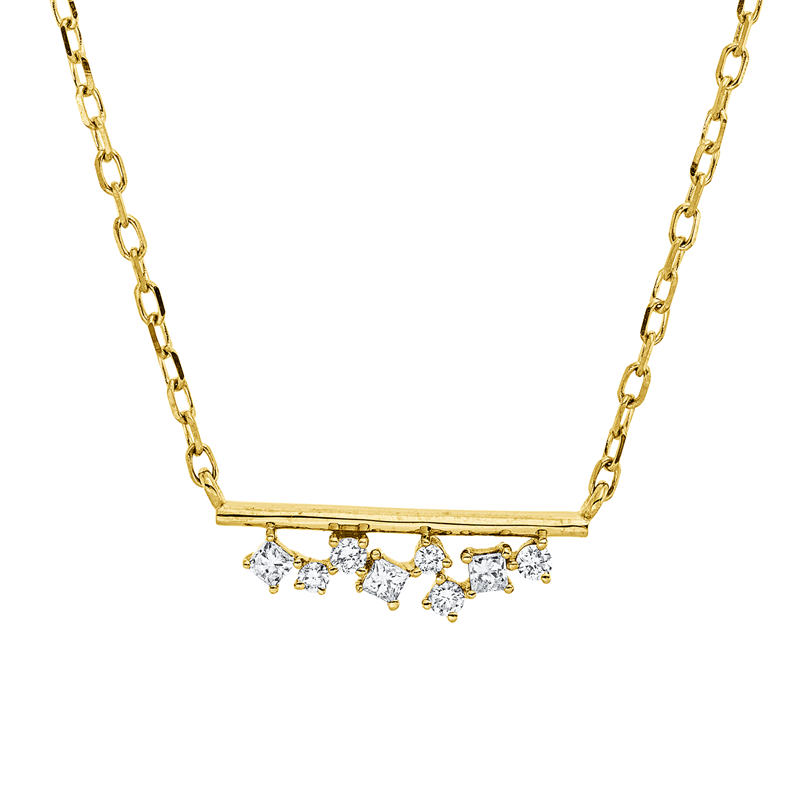 Collier    aus 750/-18 Karat Gelbgold mit 8 Diamanten 0