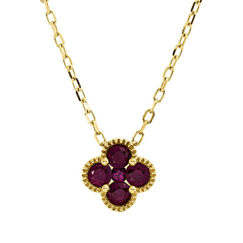 Collier mit Rubin  aus 750/-18 Karat Gelbgold  