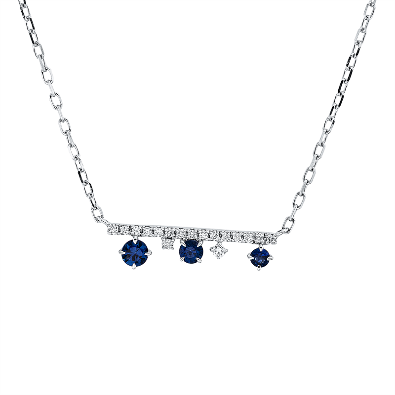 Collier mit Saphir  aus 750/-18 Karat Weißgold mit 17 Diamanten 0