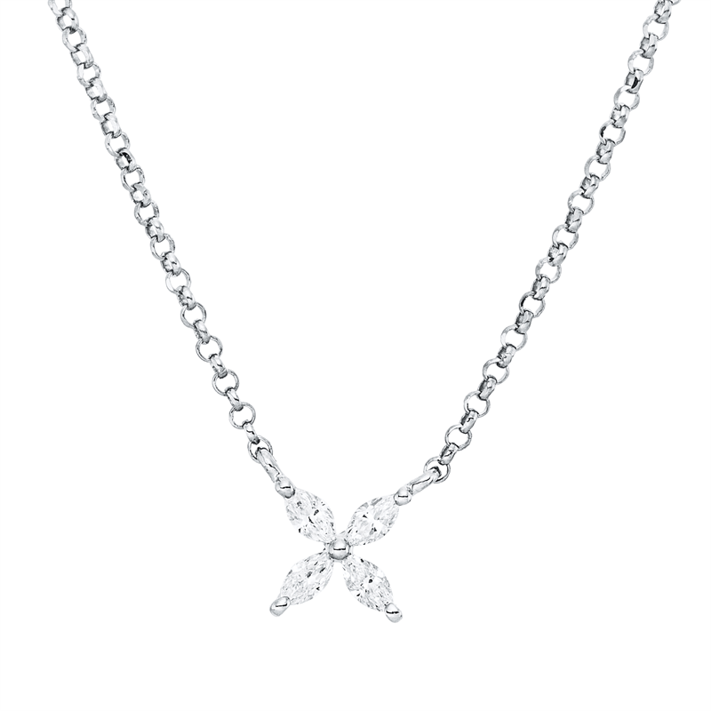 Collier    aus 750/-18 Karat Weißgold mit 4 Diamanten 0