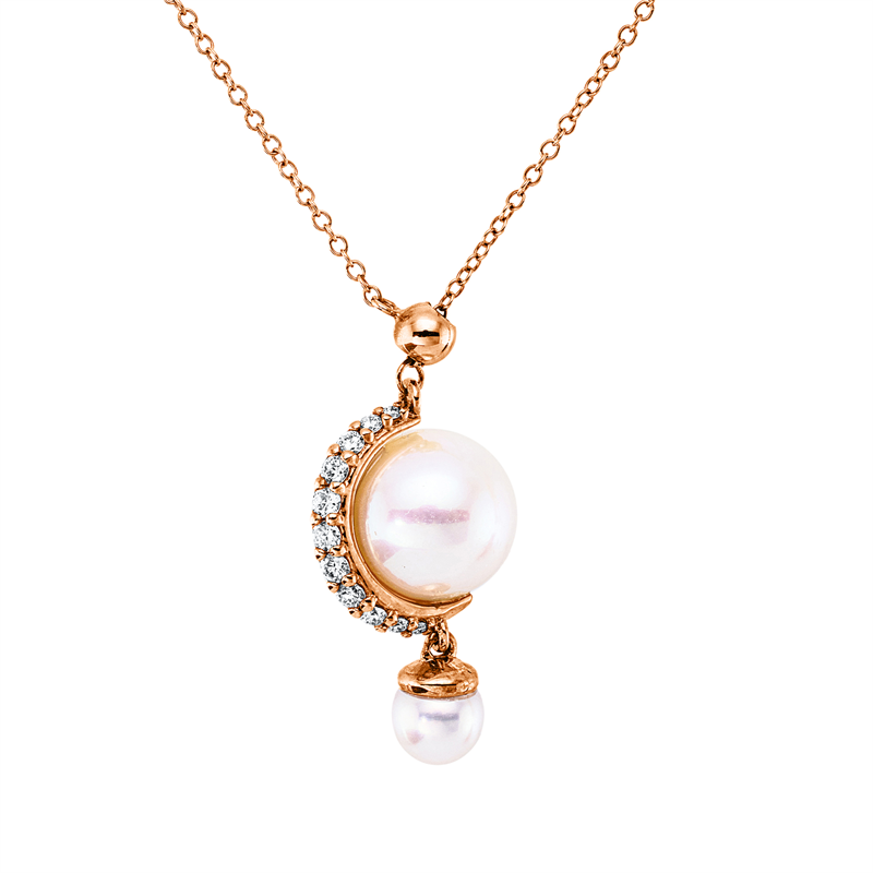 Collier   mit Süßwasserperle aus 750/-18 Karat Rotgold mit 11 Diamanten 0