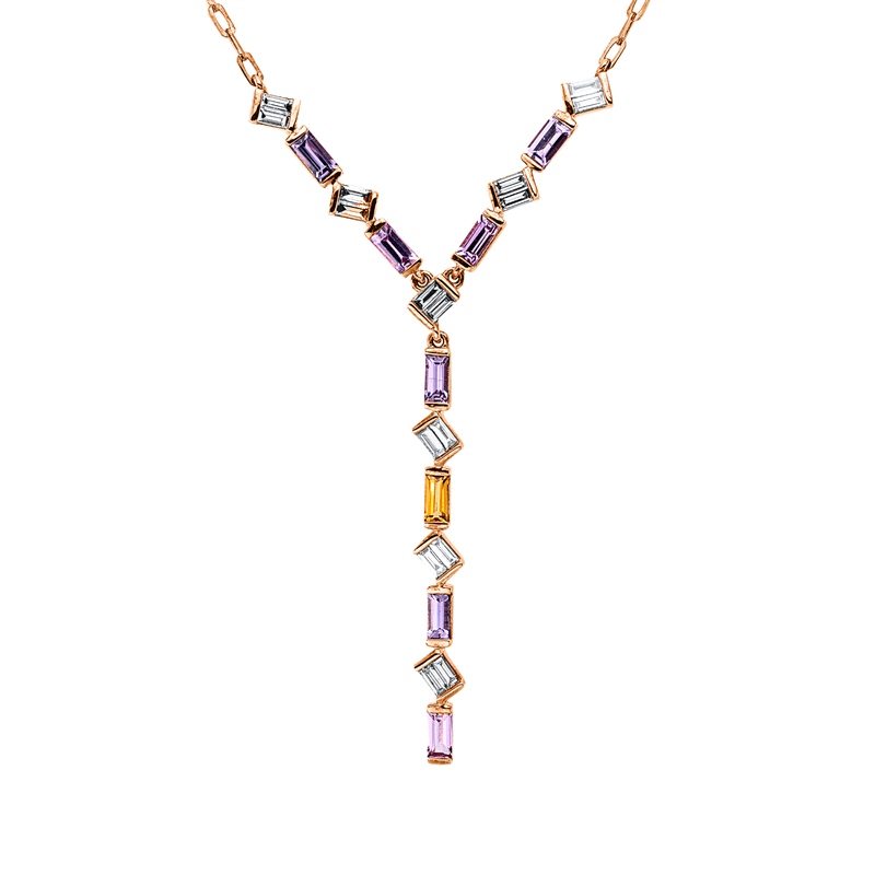 Collier mit Saphir  aus 750/-18 Karat Rotgold mit 16 Diamanten 0