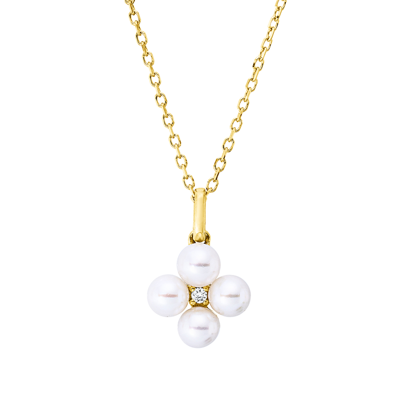 Collier   mit Süßwasserperle aus 750/-18 Karat Gelbgold mit 1 Diamant 0