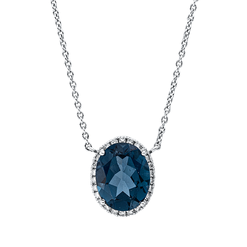 Collier mit Topas  aus 750/-18 Karat Weißgold mit 26 Diamanten 0