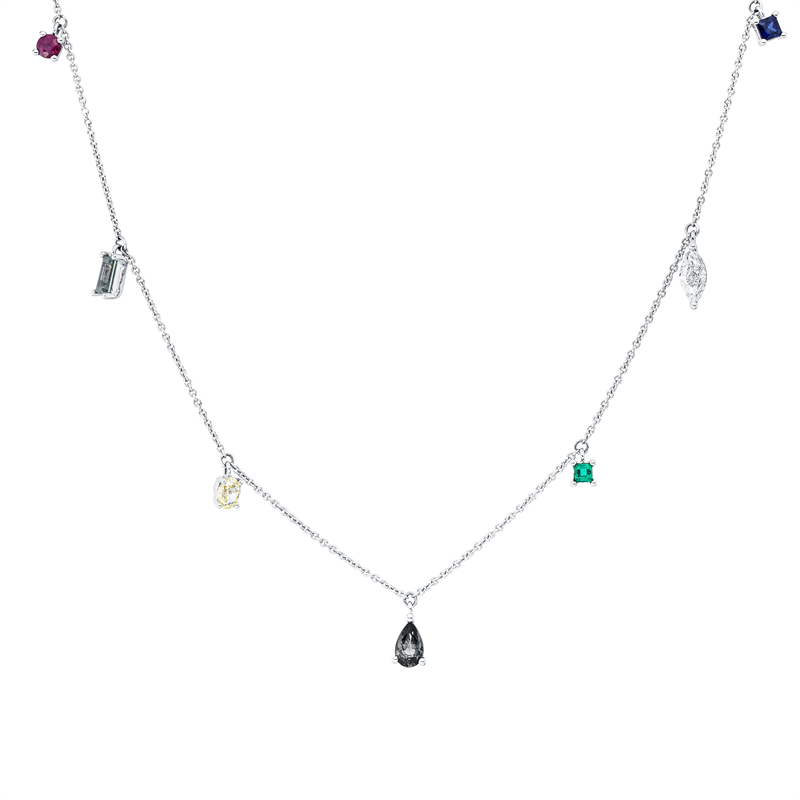 Collier mit Saphir  aus 750/-18 Karat Weißgold mit 2 Diamanten 0