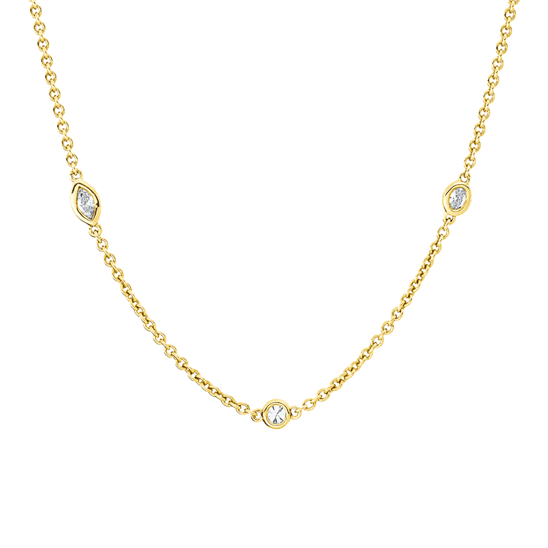 Collier    aus 750/-18 Karat Gelbgold mit 10 Diamanten 0