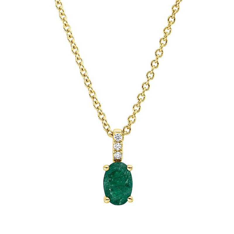 Collier mit Smaragd  aus 750/-18 Karat Gelbgold mit 3 Diamanten 0
