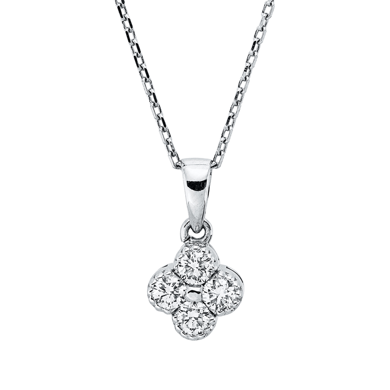 Collier    aus 585/-14 Karat Weißgold mit 4 Diamanten 0