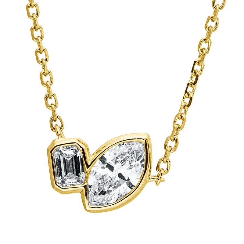 Collier    aus 750/-18 Karat Gelbgold mit 2 Diamanten 0