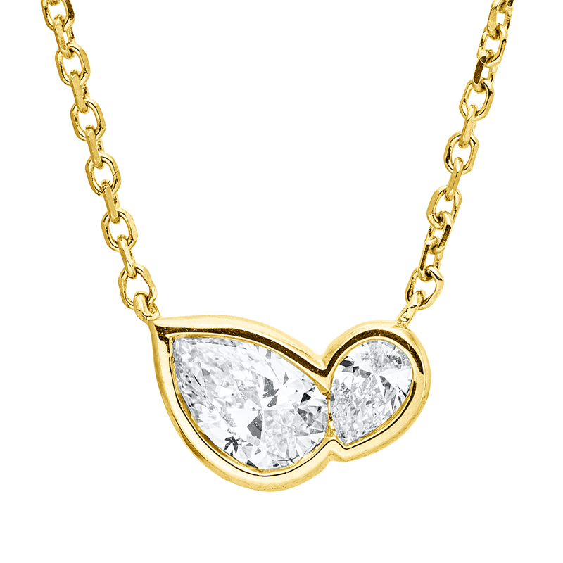 Collier    aus 750/-18 Karat Gelbgold mit 2 Diamanten 0